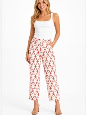 Lesley Evers Geometric Print Mid Rise Retro Ankle Pants Size Small